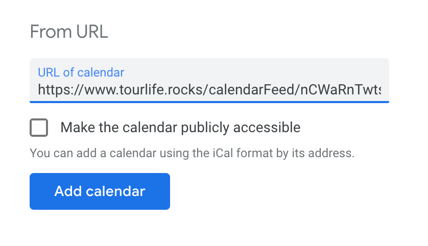 Google Calendar From URL